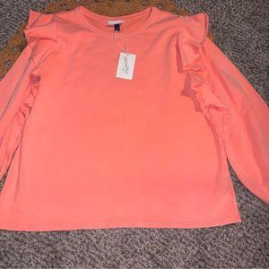 Women’s Plus Size Ruffled Shoulder Long Sleeve